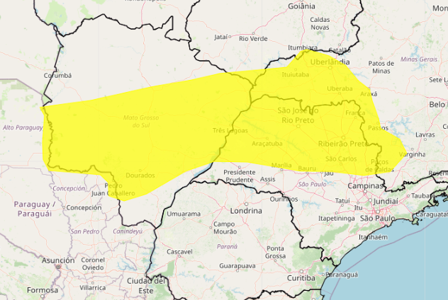 Mato Grosso do Sul, norte de São Paulo e parte de Minas Gerais têm alerta para baixa umidade