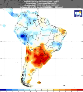 Inmet: Calor intenso atinge o Sul do Brasil e Mato Grosso do Sul a partir desta 6ª feira (27)